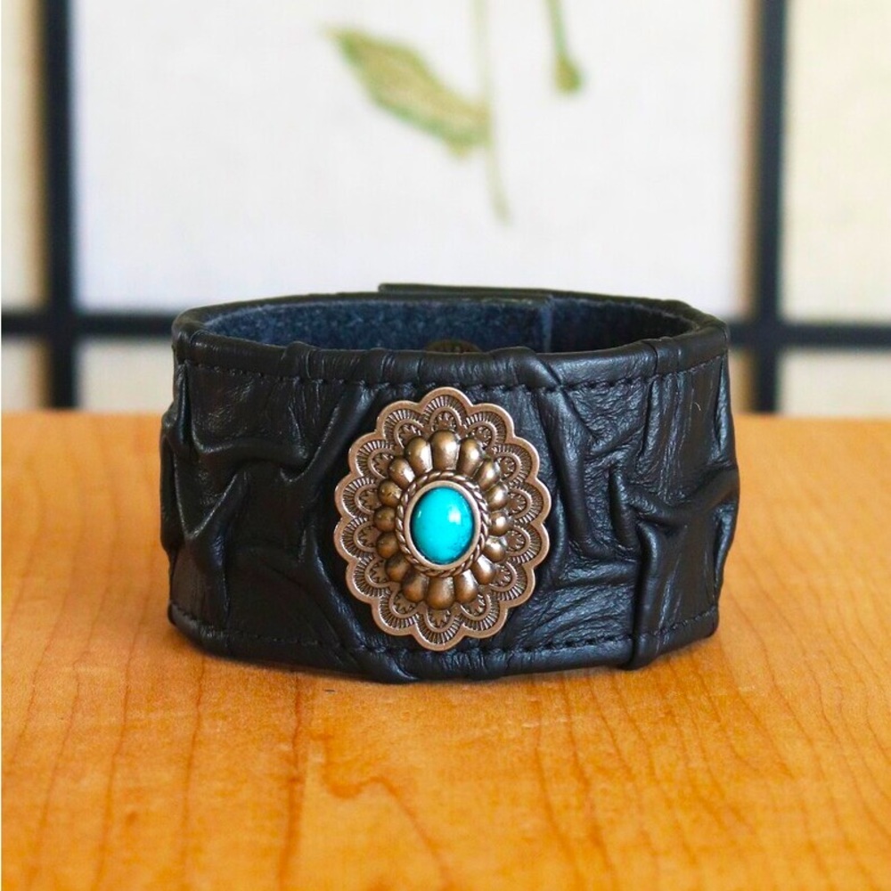 🖤 UNIQUE HANDMADE Leather Cuff Bracelet. Boho Leather Cuff Burning Man.